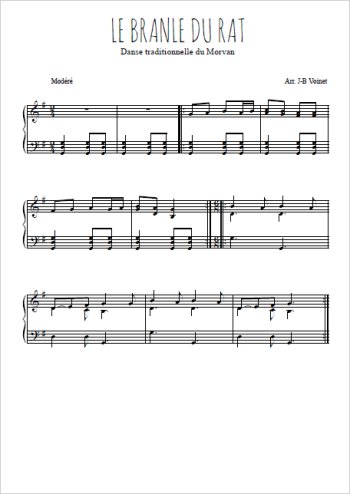 Téléchargez l'arrangement pour piano de la partition de Le branle du rat en PDF